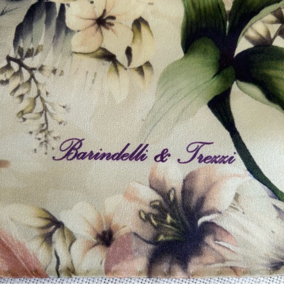 •Barindelli & Trezzi Signed Logo Floral Silk Scarf 16”x62”Made In Italy NWOT - Picture 9 of 11